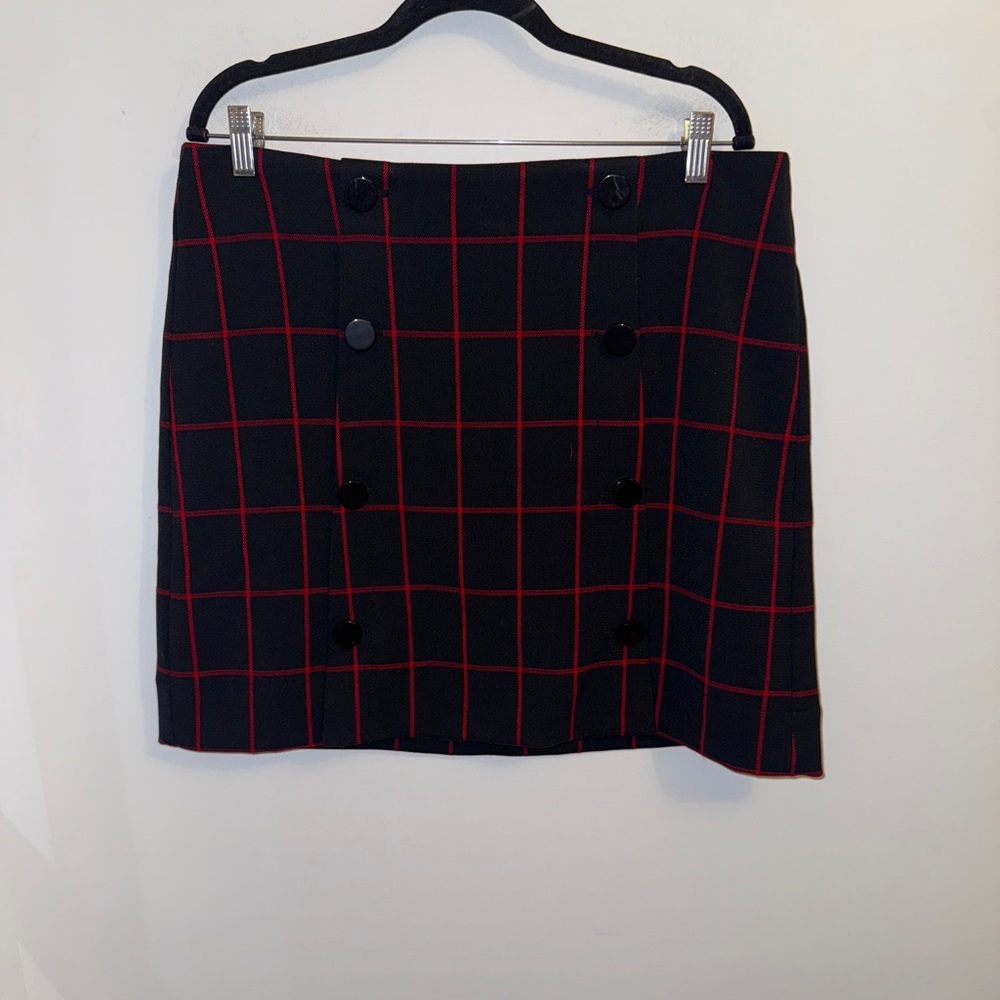 NWT Loft Women’s Windowpane Plaid Modern Buttoned Skirt | Size 14 - Picture 2 of 13